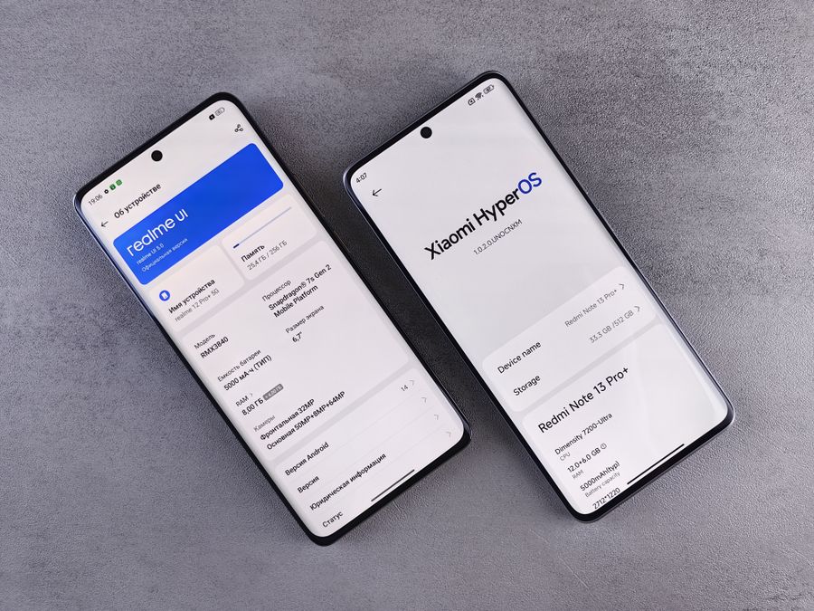 Interfaz Xiaomi HyperOS y Realme UI celulares